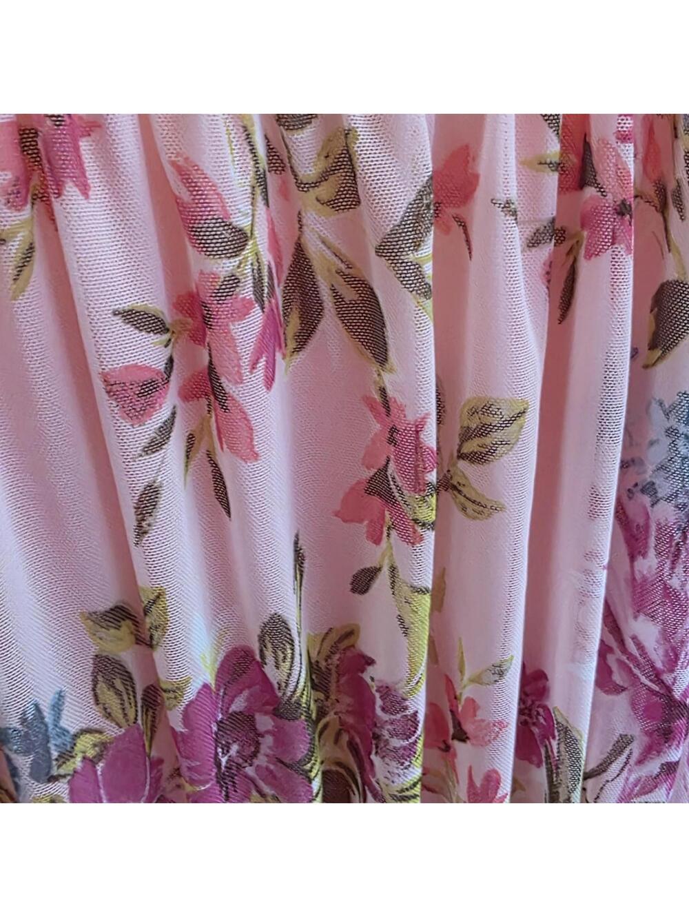 Kate & Lily Pink Floral Midi Dress with Sheer Long Sleeves and Elastic Waist, UK - Picture 4 of 7